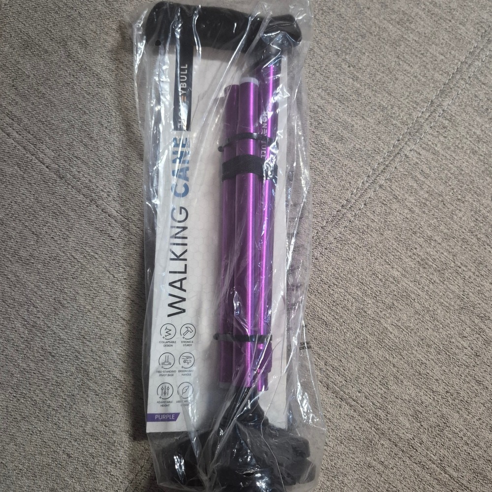 HoneyBull Walking Cane Foldable Adjustable Free Standing Pivot Base Purple
